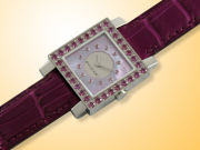 Bvlgari Quadrato Beautiful Purple MOP Ladies Watch