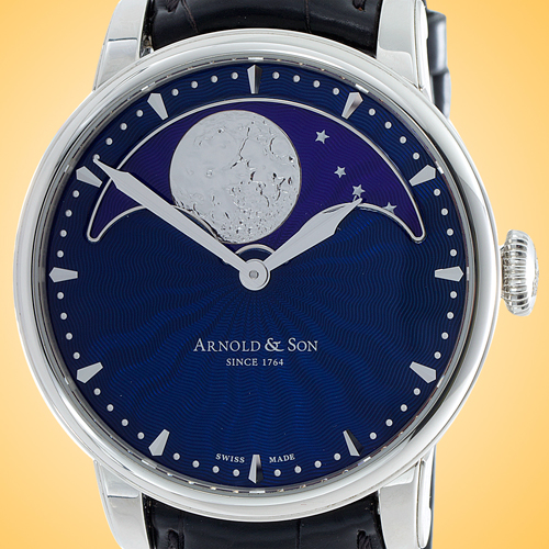Arnold & Son HM Perpetual Moon Phase Manually Wound Stainless Steel Mens Watch 1GLAS.U02A.C122S
