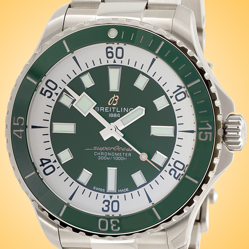 Breitling Superocean Automatic 44 Stainless Steel Green Dial Mens Watch A17376A31L1A1