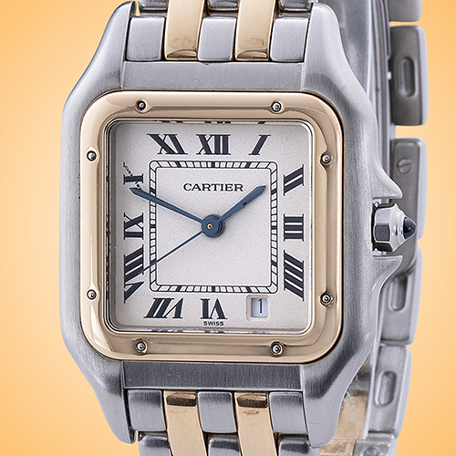 Cartier Panth�re Medium Size Date 18K Yellow Gold / Stainless Steel Quartz Ladies Watch W25028B6