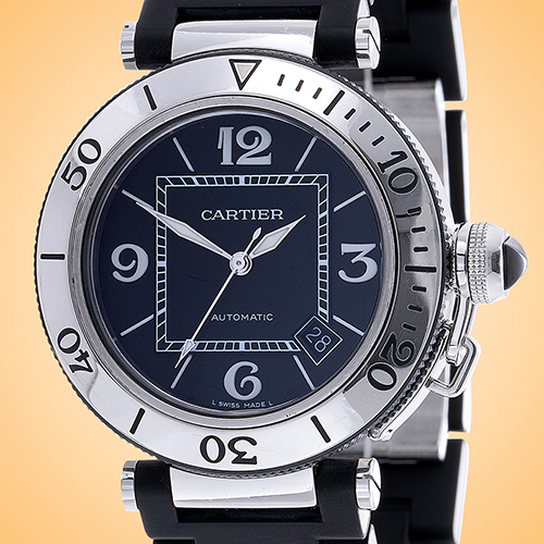 Cartier Pasha Seatimer Automatic Stainless Steel Mens Watch W31077U2 