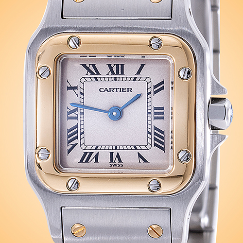Cartier Santos Galbee Quartz Stainless Steel and Yellow Gold Ladies Watch W20012C4