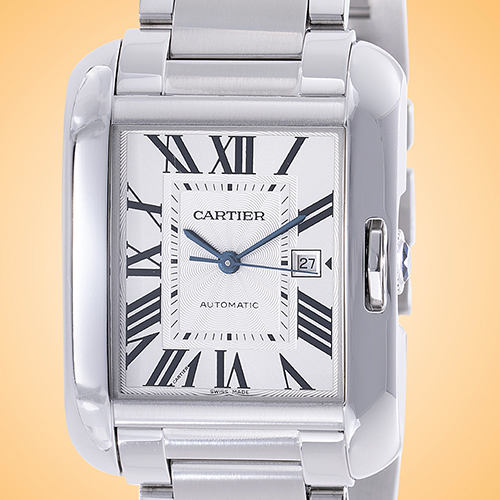 Cartier Tank Anglaise Large Automatic Stainless Steel Mens Watch W5310009