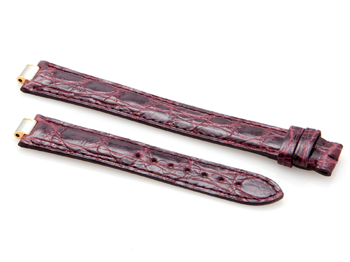 Cartier Burgundy- Colored Shiny Long Genuine Crocodile Strap 120 x 95 mm