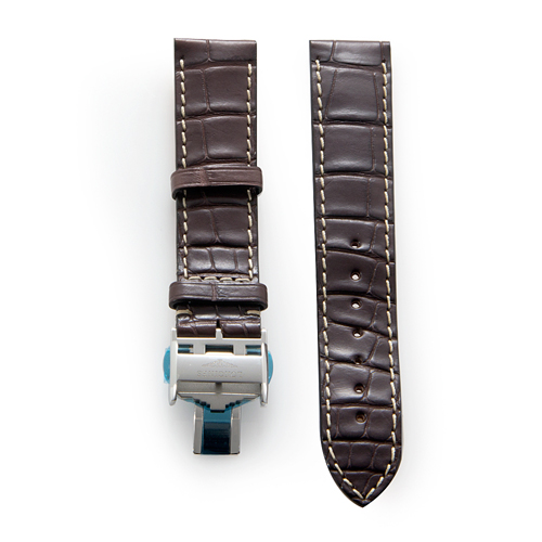  Longines Original Matt Brown Alligator Leather Strap and Stainless Steel Deployant Buckle