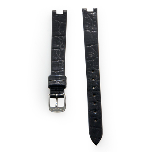  Longines Original Lacquered Black Alligator Leather Strap and Stainless Steel Tang Buckle