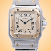 Cartier Santos Galbee Quartz Stainless Steel and Yellow Gold Ladies Watch W20012C4