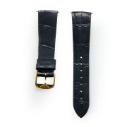 Longines Original Lacquered Black Alligator Leather Strap and Gold-plated Stainless Steel Tang Buckle