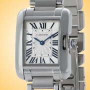 Cartier Tank Anglaise Silver Dial Ladies Quartz Stainless Steel Watch W5310022