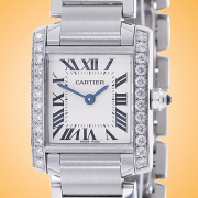 Cartier Tank Francaise Stainless Steel Diamond Bezel Ladies Watch W4TA0008